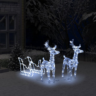 Acrylic Reindeers & Sleigh Christmas Decoration