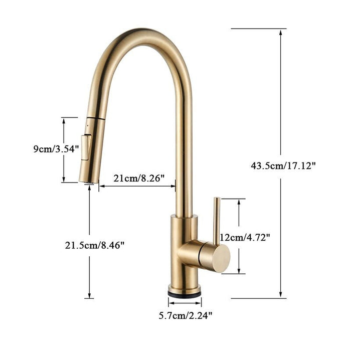 MIRODEMI® Gold/Black Smart Touch Kitchen Faucet Poll Out Sensor 360 Rotation Crane
