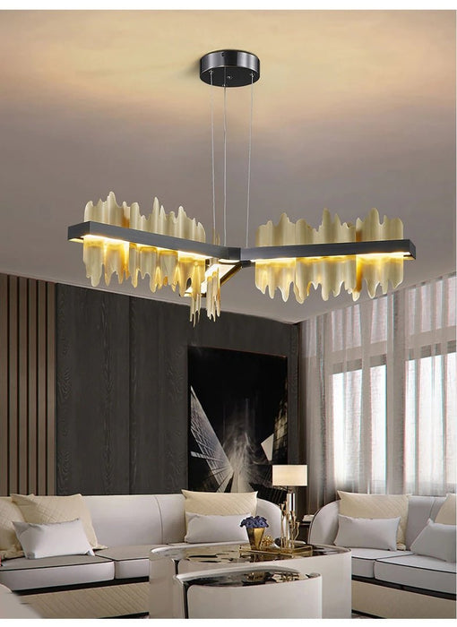 MIRODEMI® Black/gold led light ceiling chandelier for living room, bedroom, dining room Gold