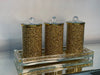 Three Gold Crushed Diamond Glass Canister Set on a Tray 8"H x 4"D