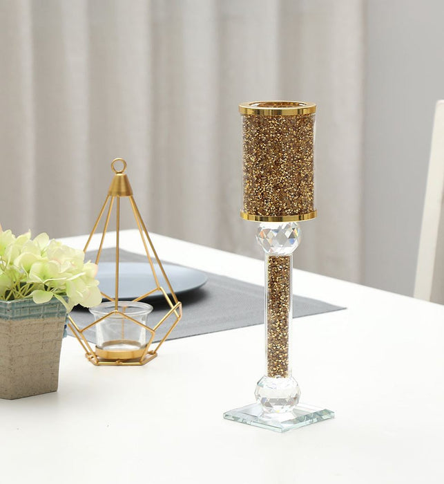 Exquisite Gold Crushed Diamonds Candle Holder in Gift Box