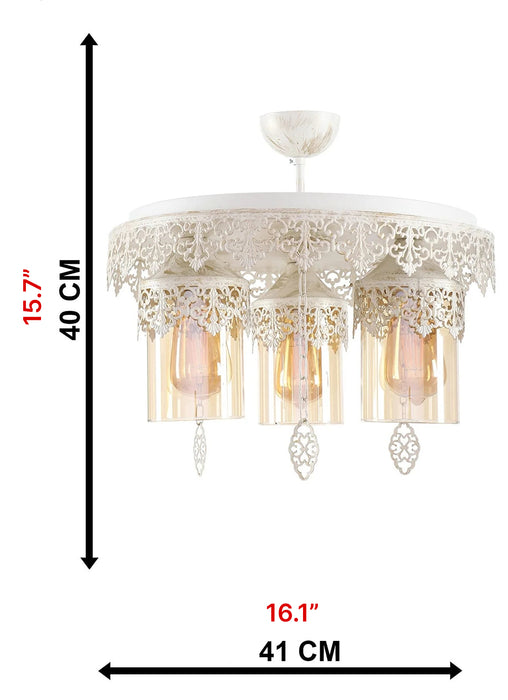MIRODEMI® White Double-filled Ornamental Glass Chandelier