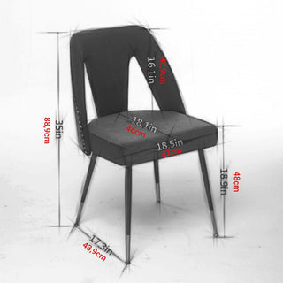 Dining chair for the dining room in velvet with black metal legs