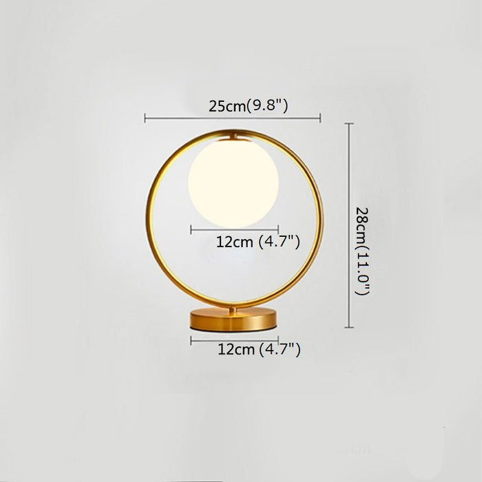 MIRODEMI® Modern Brass Glass Round Ring LED Bedside Reading Table Lamp Warm light / D - Dia9.8*H11.0"