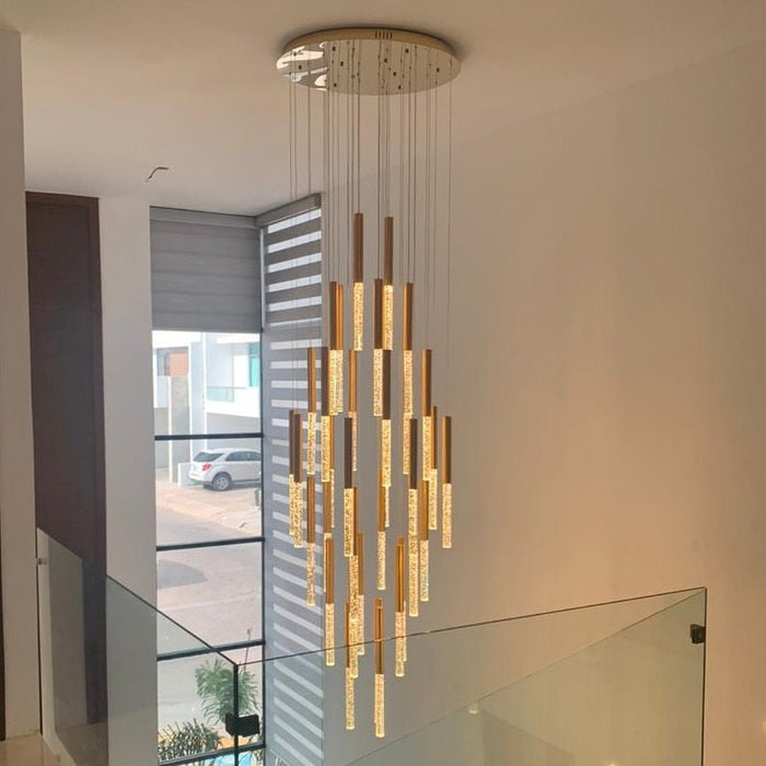 MIRODEMI® Long LED spiral chandelier for staircase, living room, stairwell image | luxury lighting | spiral chandeliers