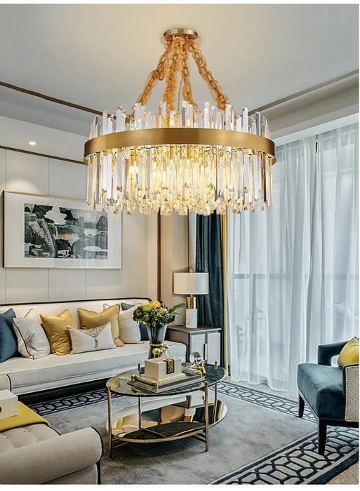 MIRODEMI® Gold stainless steel crystal chandelier for living room, dining room, bedroom