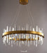 MIRODEMI® Round Gold Chandelier Rings Crystal Hanging Led Light Chandelier