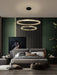 MIRODEMI® Ring design black crystal chandelier for living room, dining room, bedroom 17.7x23.6 / Warm Light