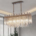 MIRODEMI® Gold/chrome rectangle crystal ceiling chandelier for living room, dining room Warm Light / Dimmable / Gold