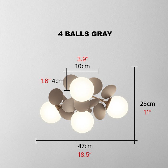 MIRODEMI® Creative Flower Branch LED Ceiling Lamp for Bedroom, Living Room, Corridor Gray / 4 ball