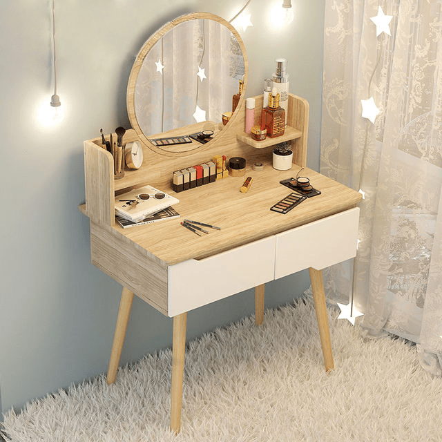 Modern Wooden Dressing Table with Storage and Mirror image | luxury furniture | luxury dressing tables | luxury makeup tables