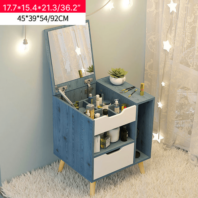 Mini Folding Wooden Dressing Table with Storage and Mirror image | luxury furniture | dressing tables | makeup tables