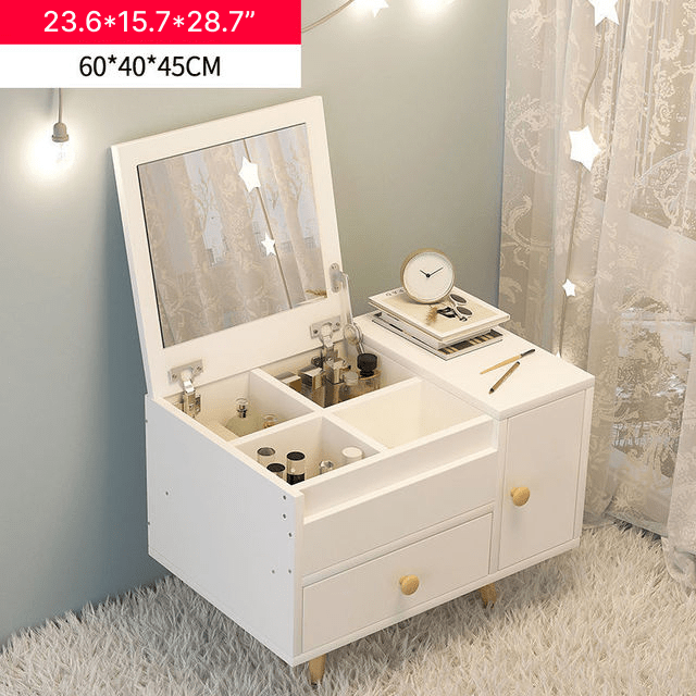 Bedroom Vanity Set w/ Stool Open Up Mirror Storage Space Drawers - Bed Bath  & Beyond - 38160778