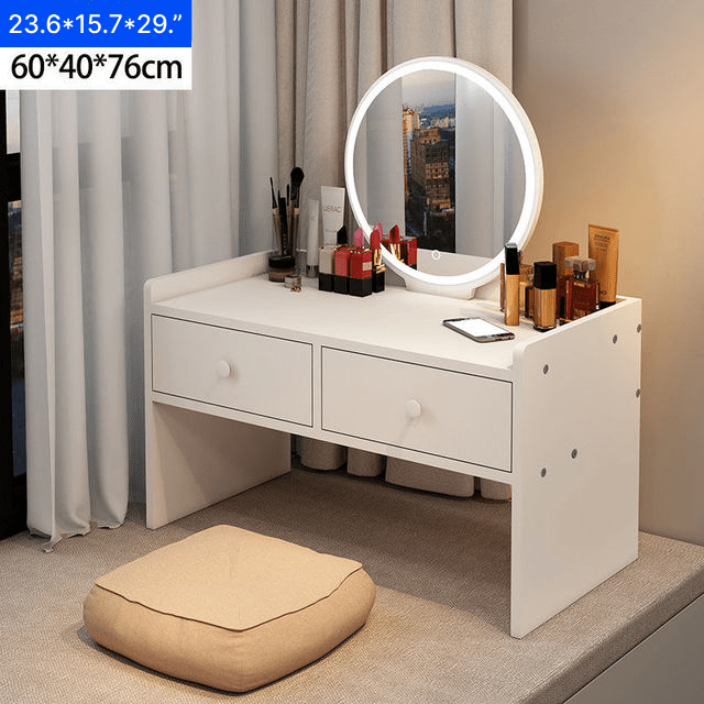 Makeup Vanity : Emie White Dressing Table with Light Bulbs – GKW Retail