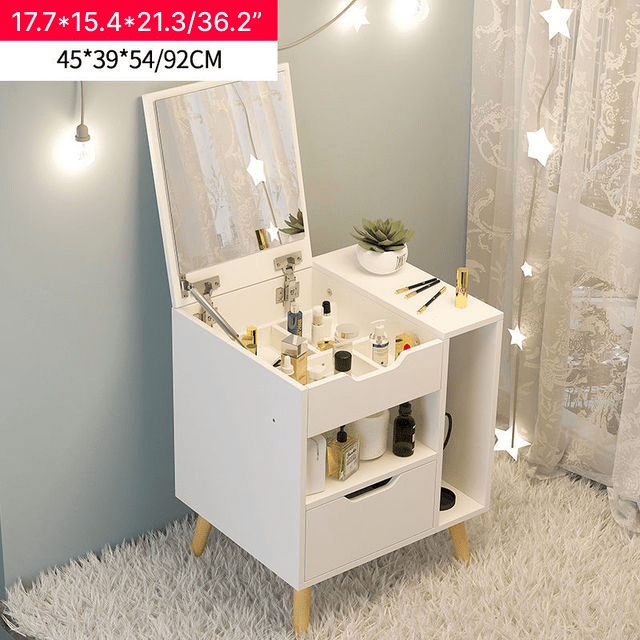 Mini Folding Wooden Dressing Table with Storage and Mirror Mirodemi