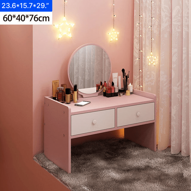 Light Simple Dressing Table With LED Mirror Pink / No LED