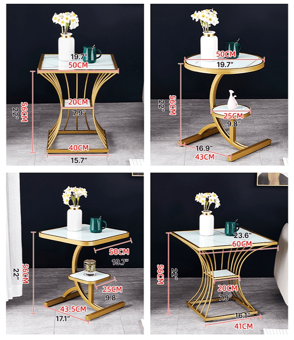 Gold/Black Tempered Glass Small Side Table with Iron Legs image | luxury furniture | glass tables | luxury table | home decor