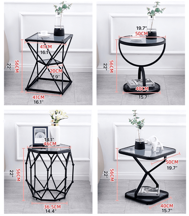 Luxury Tempered Glass Small Side Table with Beads image | luxury furniture | glass tables | small tables | side tables