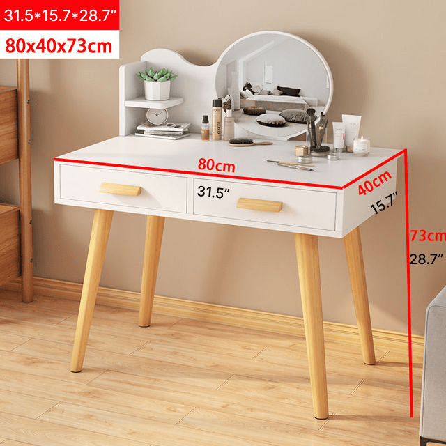 Nordic Dressing Table with LED Mirror White / No LED / L80.0cm / L31.5"