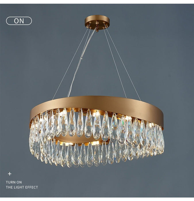 MIRODEMI® Borgio Verezzi | Gold Crystal Сurve Hanging Light Fixture 23.6'' / Warm Light / Dimmable