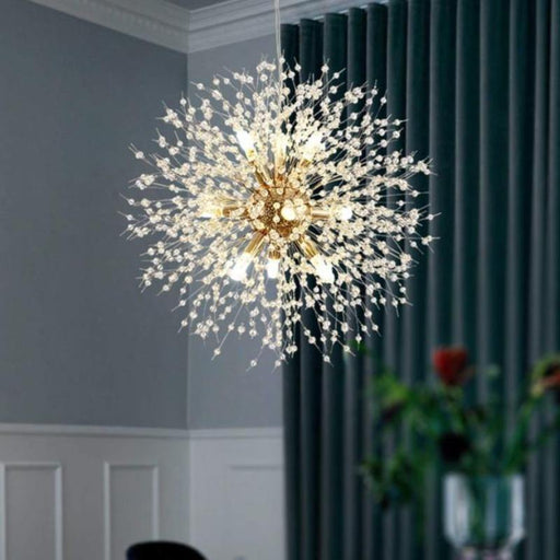 MIRODEMI® Piani Crixia | LED Dandelion-shaped Gold Crystal Chandelier 12-light gold / Warm light (3000K)