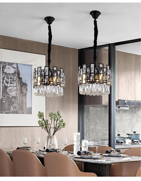 MIRODEMI® 16'' Modern black chandelier with chain