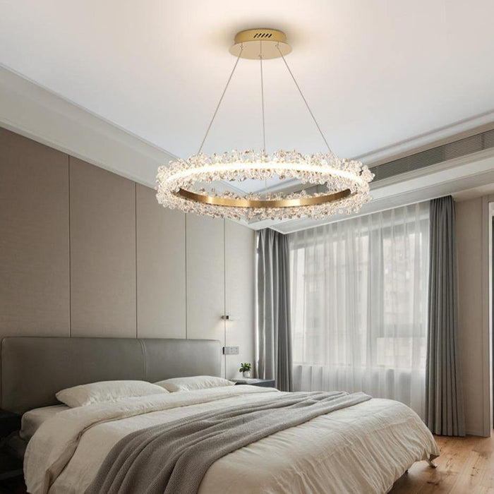 MIRODEMI® Modern LED circle gold crystal chandelier 24'' / Warm light (3000K)