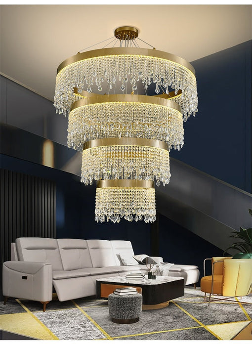 MIRODEMI® Luxury Crystal led chandelier for staircase, lobby, living room, stairwell