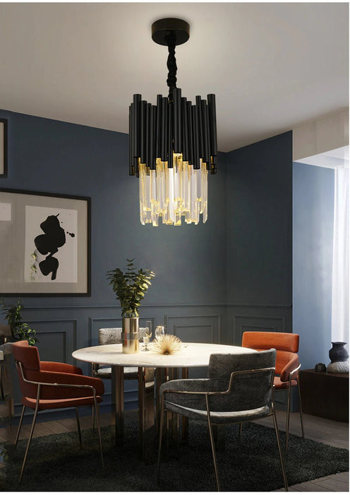 MIRODEMI® Modern black lighting for dining room, crystal hanging lamp for kitchen island