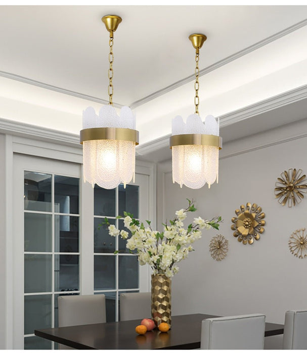 MIRODEMI® Modern drum led chandelier for living room, master bedroom, dining room White glass / 8'' / Warm Light