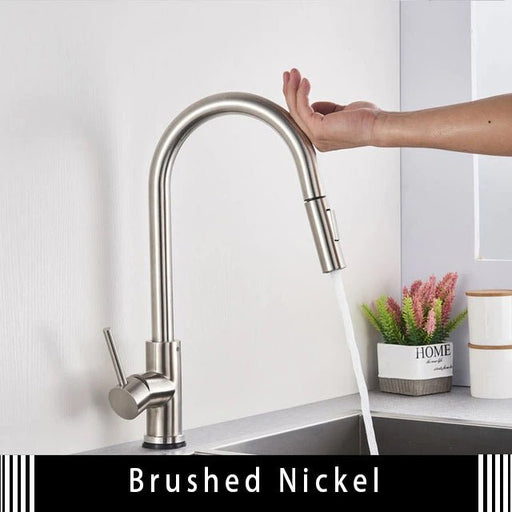 MIRODEMI® Black/Brushed nickel Kitchen Faucet Smart Touch Induction Sensitive Mixer Tap Brushed Nickel