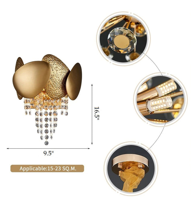 MIRODEMI® Modern crystal gold wall sconce for bedroom