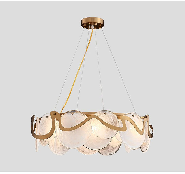 MIRODEMI® Drum gold design glass light fixture Imitation marble / 23.5'' / Warm light (3000K)/ Dimmable