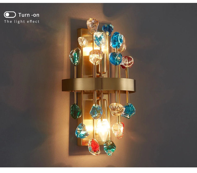 MIRODEMI® Wall light fixture with colorful crystals