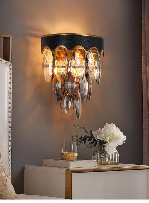 MIRODEMI® New Black crystal wall lighting for home Warm Light 3000K