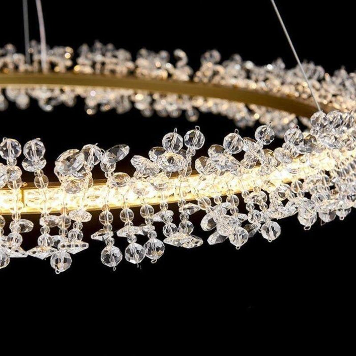 MIRODEMI® Modern LED circle gold crystal chandelier