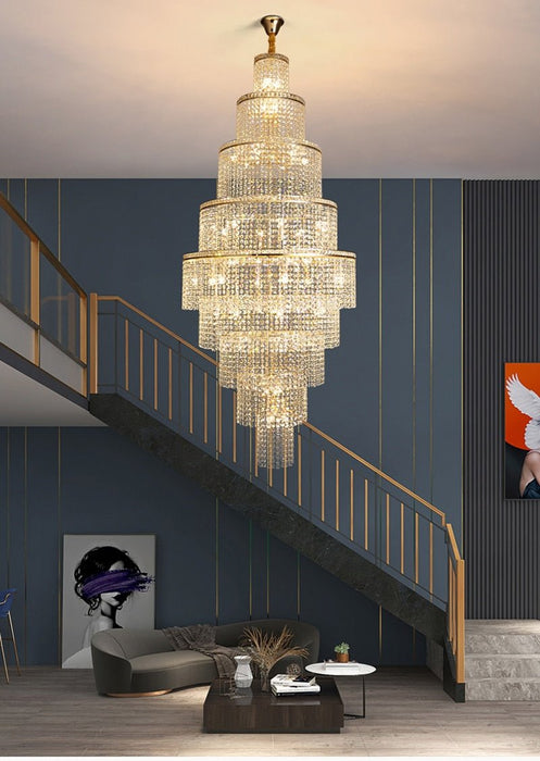 MIRODEMI® Large Luxury crystal chandelier for staircase, living room, stairwell 31.5'' / Warm Light 3000K / Dimmable