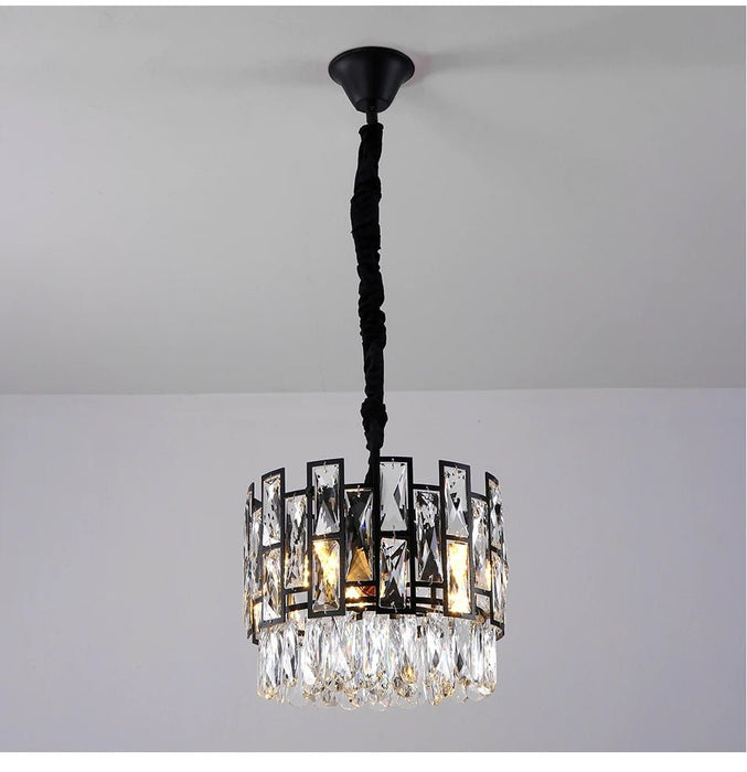 MIRODEMI® 16'' Modern black chandelier with chain