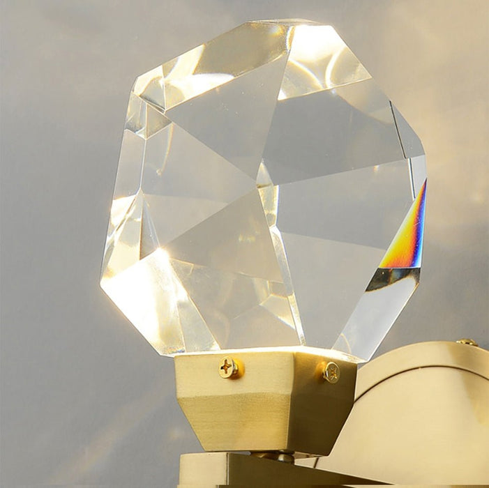 MIRODEMI® Gold Minimalist Diamond Design Crystal Led Wall Sconces
