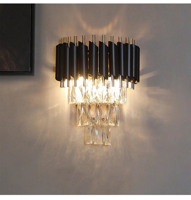 MIRODEMI® 11'' Black LED crystal wall lamp