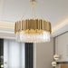 MIRODEMI® Modern luxury drum gold crystal round chandelier 32" / Warm light (3000K)