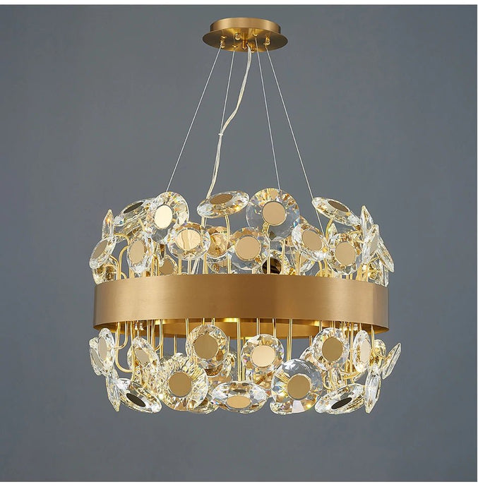 MIRODEMI® Luxury black/gold crystal chandelier Gold / 31.5'' / Warm light (3000K)