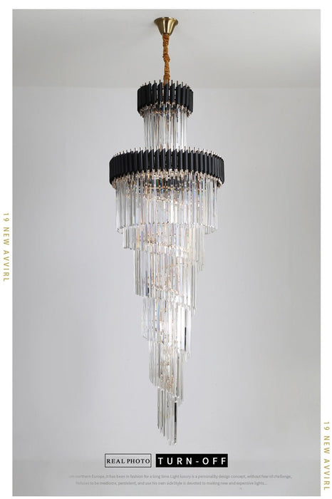 MIRODEMI® Crystal Black Designer LED Chandelier for lobby, foyer, staircase, living room, stairwell