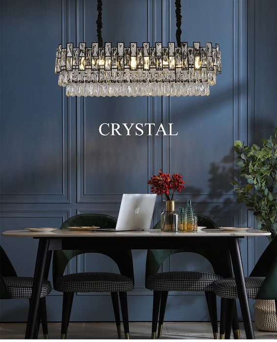 MIRODEMI® Modern rectangle black crystal chandelier for dining/living room