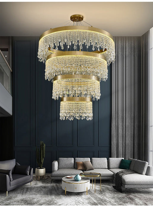 MIRODEMI® Luxury Crystal led chandelier for staircase, lobby, living room, stairwell Warm Light 3000K / Dimmable