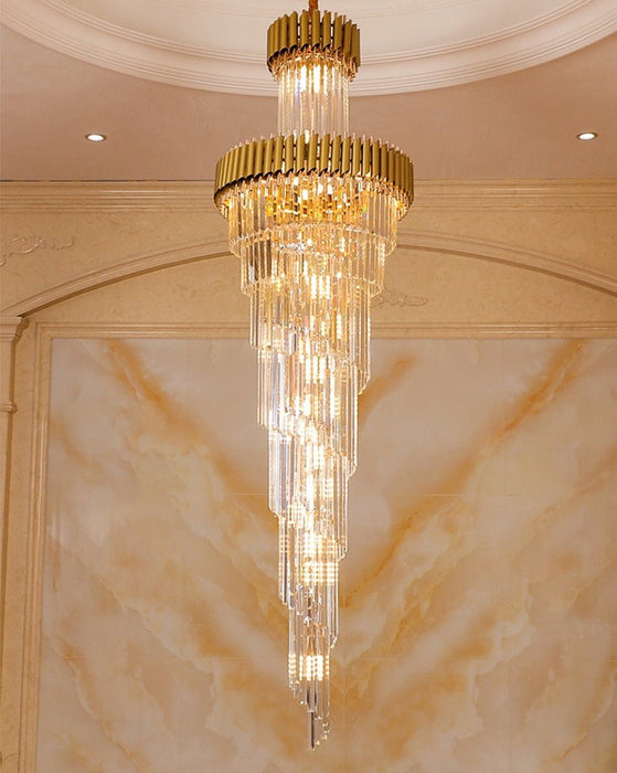 MIRODEMI®  Crystal Black Designer LED Chandelier for lobby, foyer, staircase, living room, stairwell
