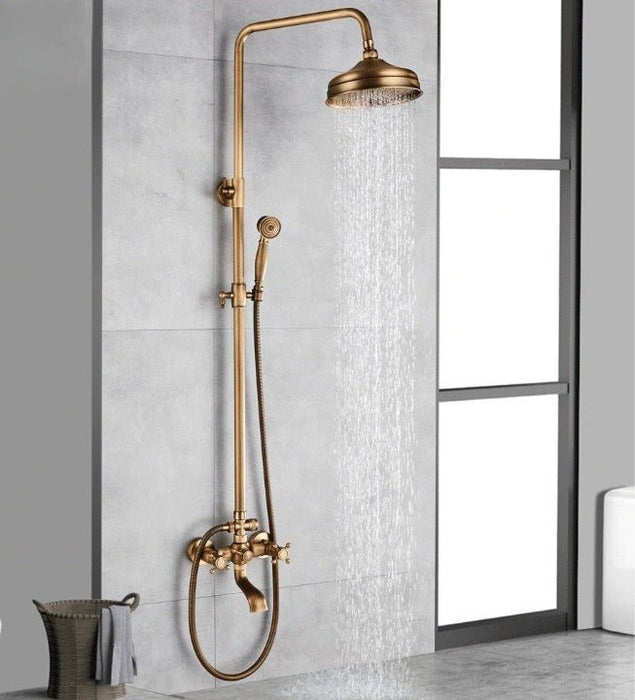 MIRODEMI® Bronze Rainfall Shower Mixer Faucet Wall Mounted System With Handshower Bowl-shaped shower head
