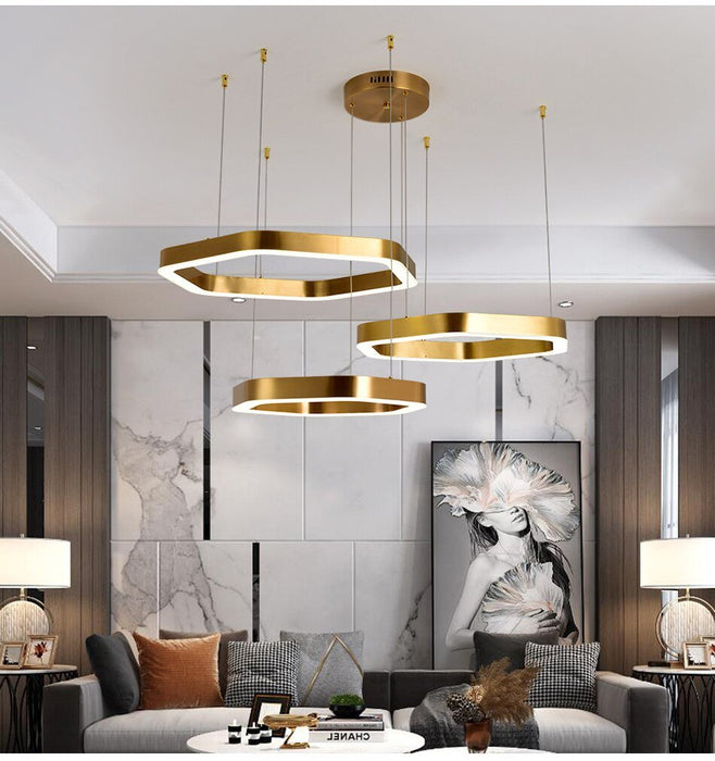 6 Circle Geometric LED Flush Mount Ceiling Light for Bedroom – Dazuma