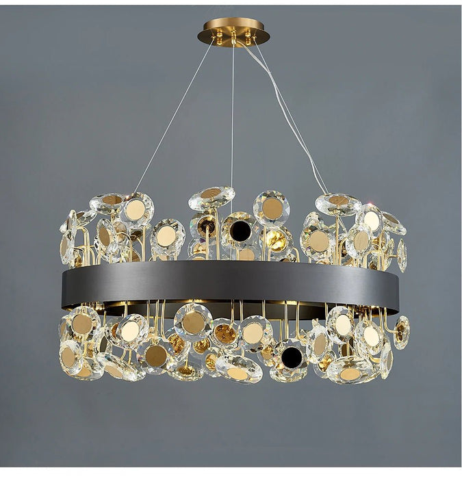 MIRODEMI® Luxury black/gold crystal chandelier Black / 23.6'' / Warm light (3000K)