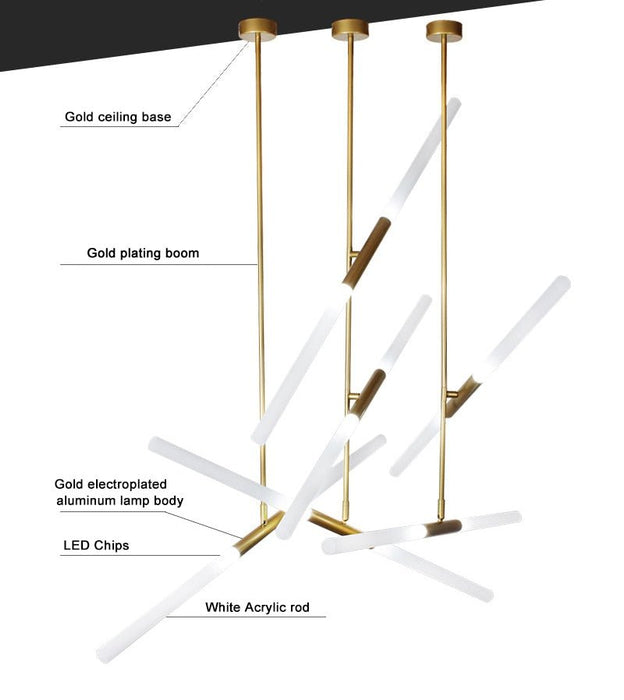 MIRODEMI® New gold LED hanging light fixture for living room, dining room 12 Lights / Warm Light